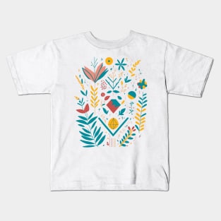 Bohemian Style Floral Shapes - Minimal boho Flower Kids T-Shirt